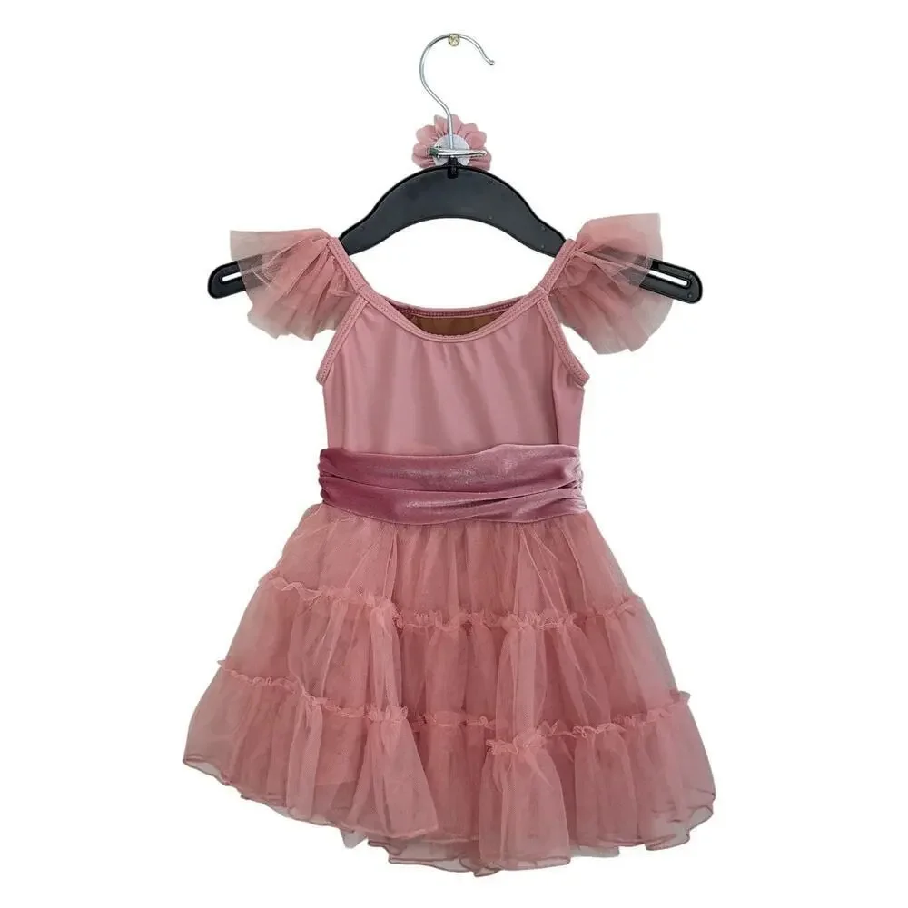 REVOLUTION DANCE Making Memories Pink Sequin Velvet Floral Ballet Costume XSC